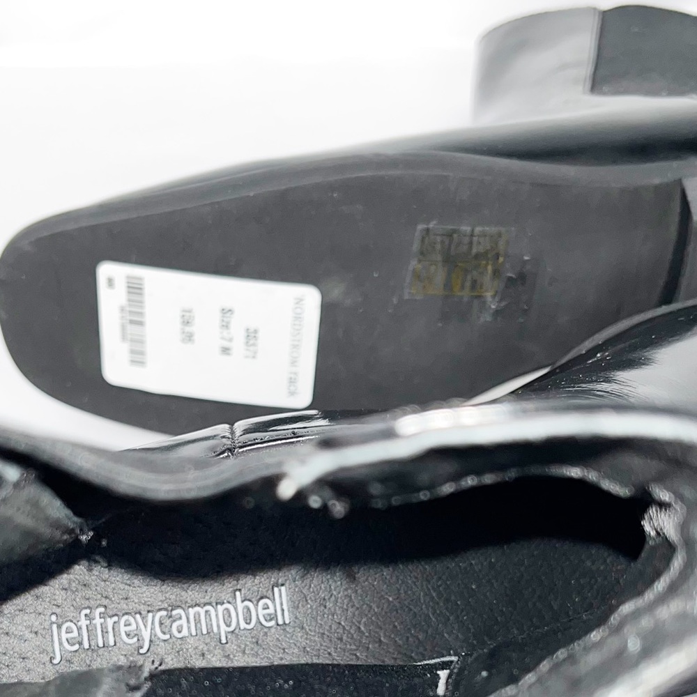Jeffrey Campbell Emrys Black Patent Leather Square Toe Chelsea Boots Sz7 NWOB - Picture 14 of 16